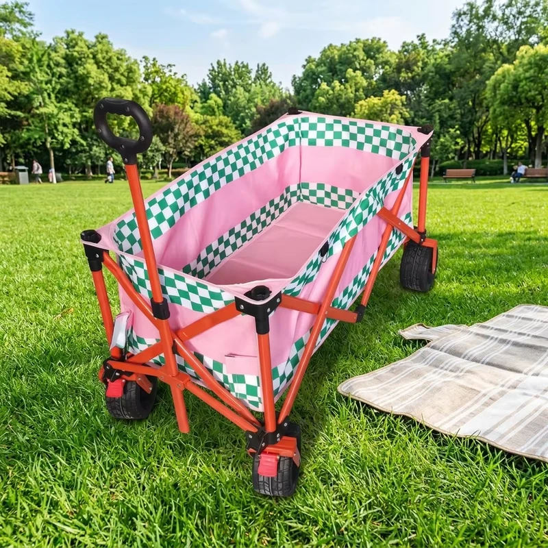 Camping Car Gathering Extra Large Outdoor Foldable Carbon Steel Universal Wheel Storage Travel Camping Picnic Cart