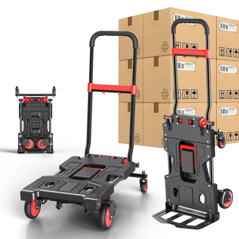 Camping Cart Multifunctional Luggage Cart 2 in 1 Hand Trolley Platform Handcart 150KG Folding Handcart