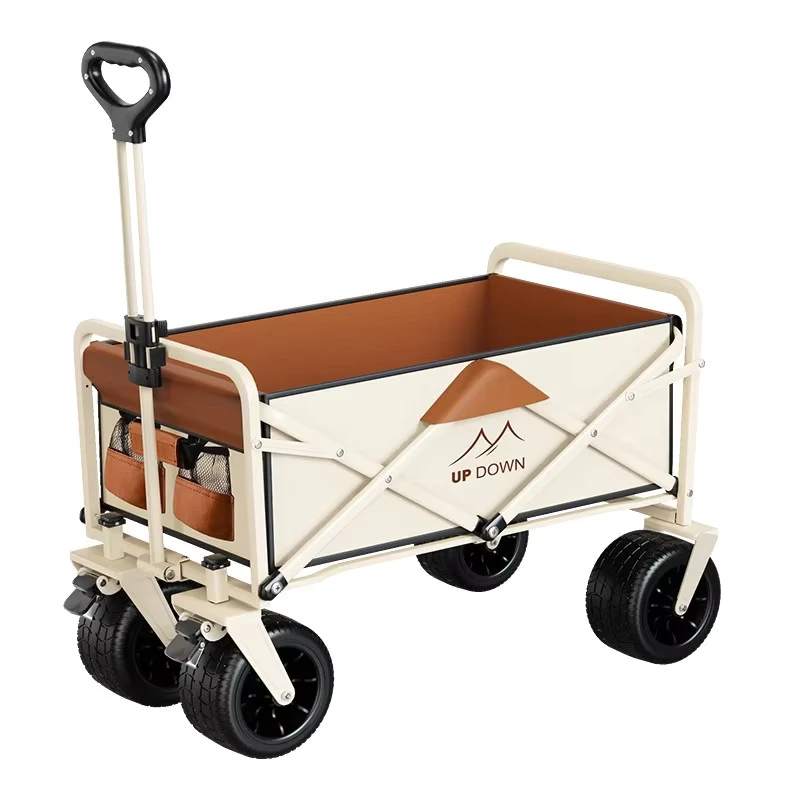Camping Cart Outdoor Foldable Steel Four Wheel Children’s Reclining Trailer Picnic Cart Shopping Tools