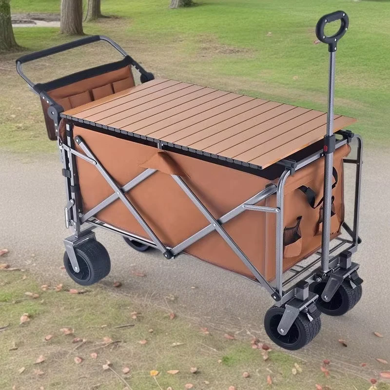 Camping Cart Outdoor Portable Foldable Large Size Multi Color Enclosed Trailer Picnic Handcart Table Board Tools