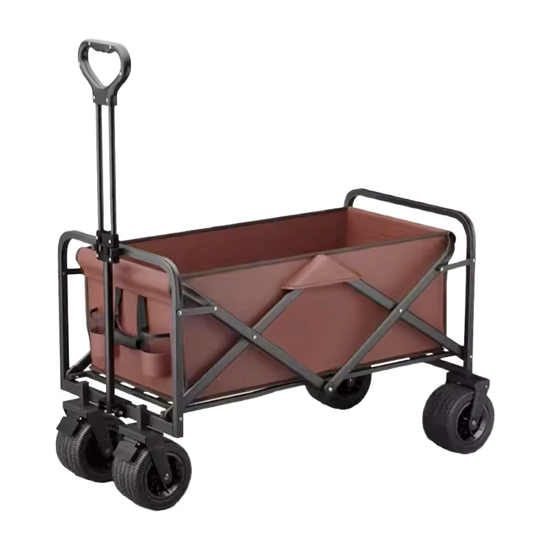 Camping Cart Outdoor Portable Foldable Large Trailer Picnic Handcart with 4 Wheel Multi color