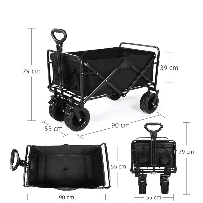 Camping Cart Trolley with Folding Design Off road Wheels Metal Construction Brakes for Outdoor Use & Picnic