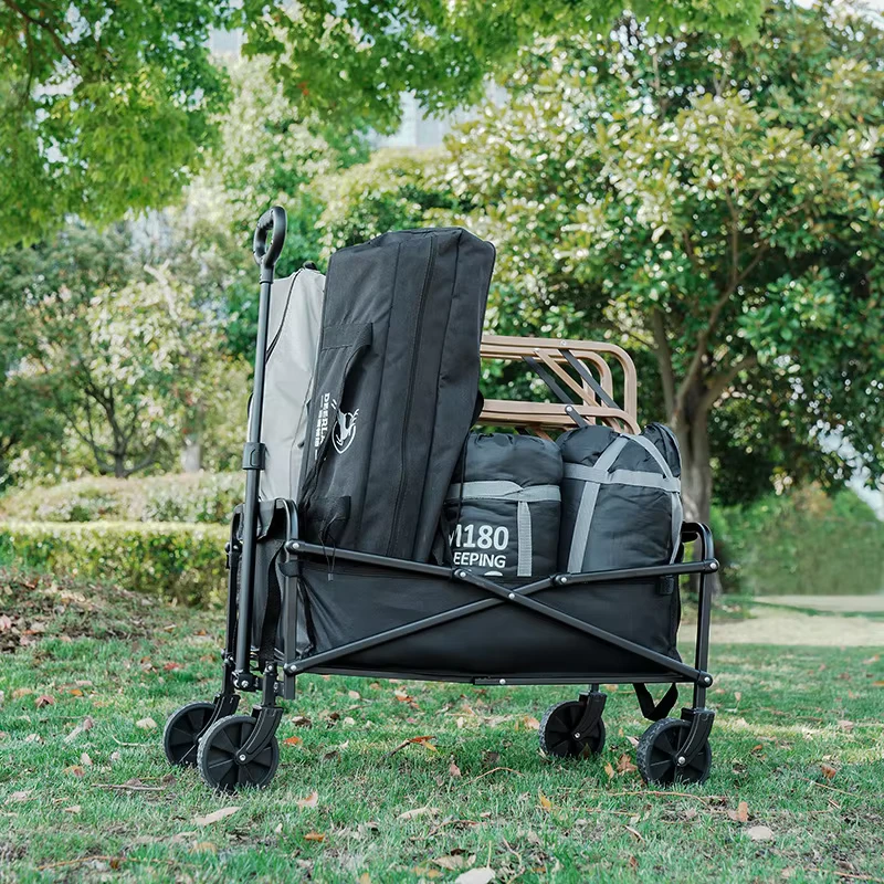 Camping & Fishing Shopping Cart Folding Strolley Four Wheel Metal & Oxford Cloth OEM Outdoor