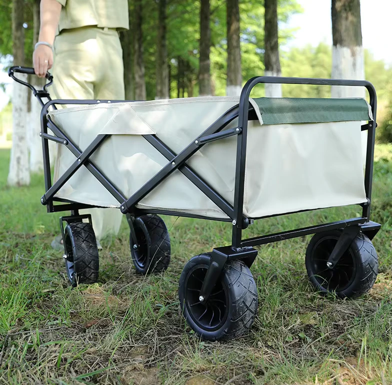 Camping Folding Trolley Cart Outdoor Wagon Mini Foldable Portable Trolley 4 wheeled Camping Cart