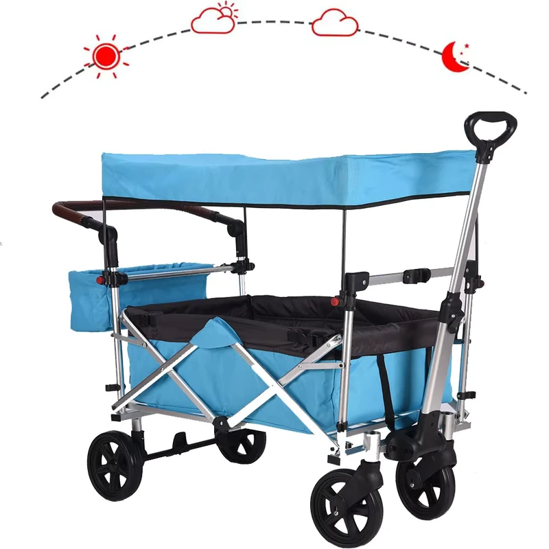 Camping Outdoor Collapsable Beach Wagon Cart Trolley Utility Folding Camping Wagon Red Trolleys Hand Carts Wagon for Kids