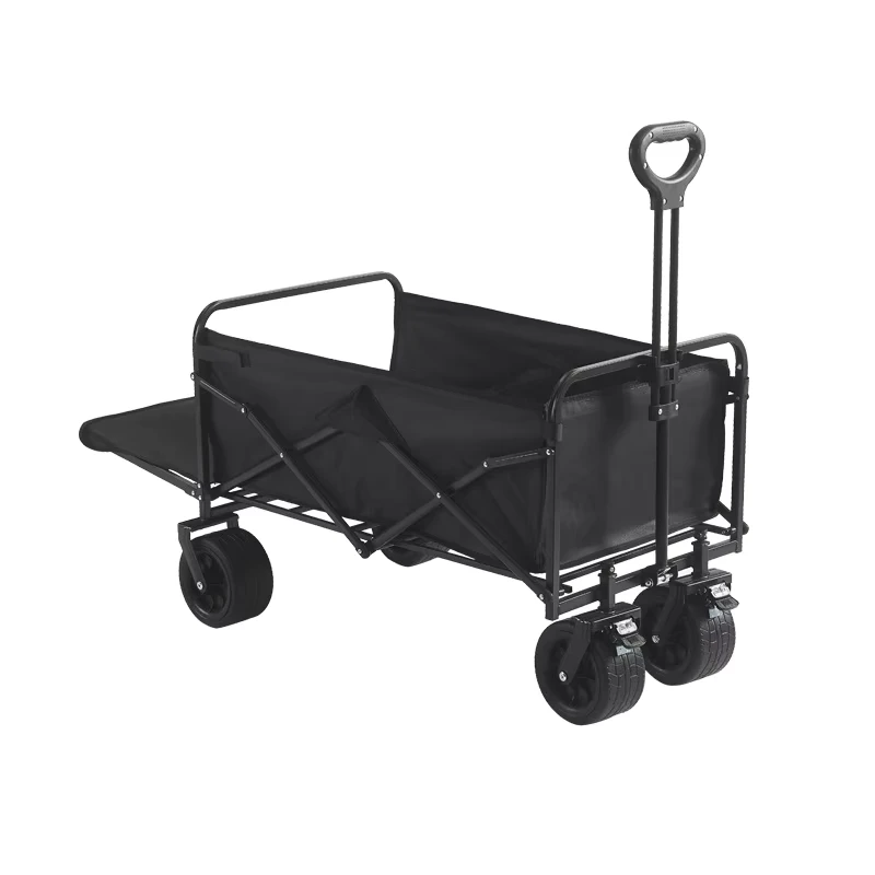 Camping Stall Cart Hand Pushed Outdoor Folding Camp Picnic Large Capacity Portable Black Cart