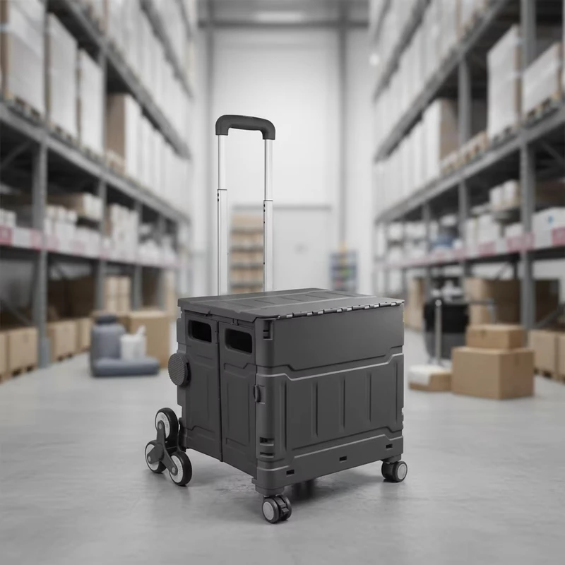 Camping Trolley Climbing Storage Shopping Cart with Telescopic Handle Outdoor Picnic Camping Folding Storage Utility-carts
