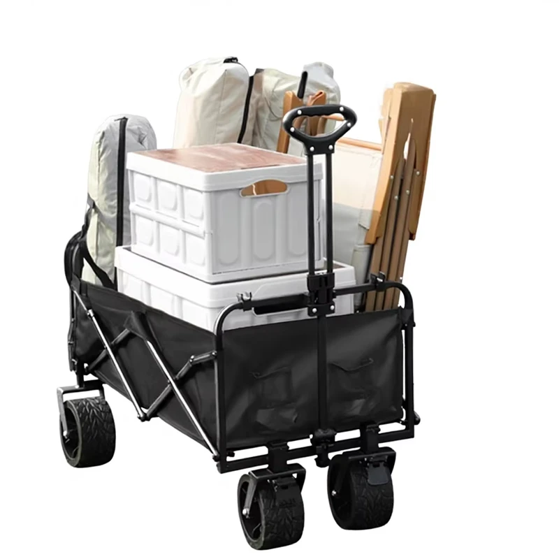Camping Trolley Outdoor Foldable High Carbon Steel 600D Oxford Cloth Large Capacity High Load-Bearing Back Door Camp Car Picnic
