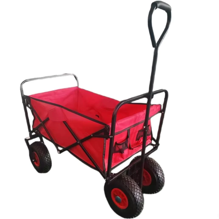 Camping Wagon Cart Collapsible Sturdy Steel Frame Trolley Foldable Wagon Beach Folding Lightweight Garden Cart
