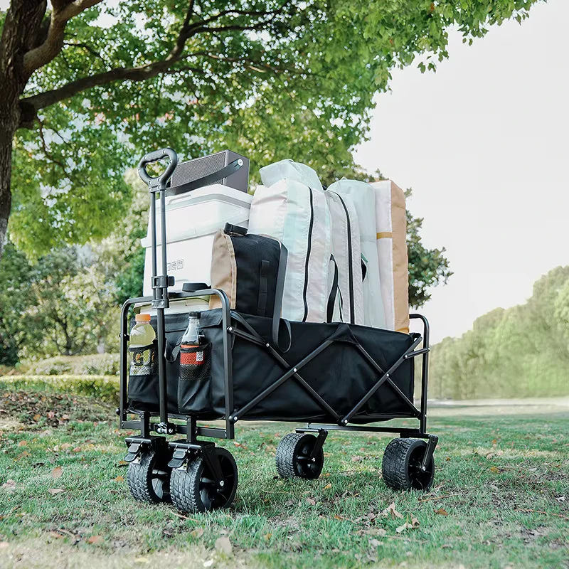 Camping and Fishing Shopping Cart Folding Strolley with Oxford Cloth and Metal Four Wheel Customizable