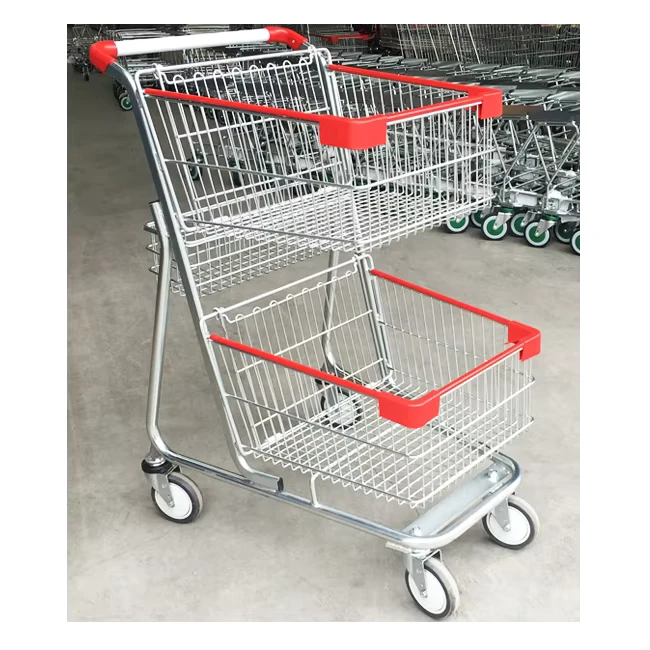 Canada Style Supermarket Metal Shopping Trolley Cart