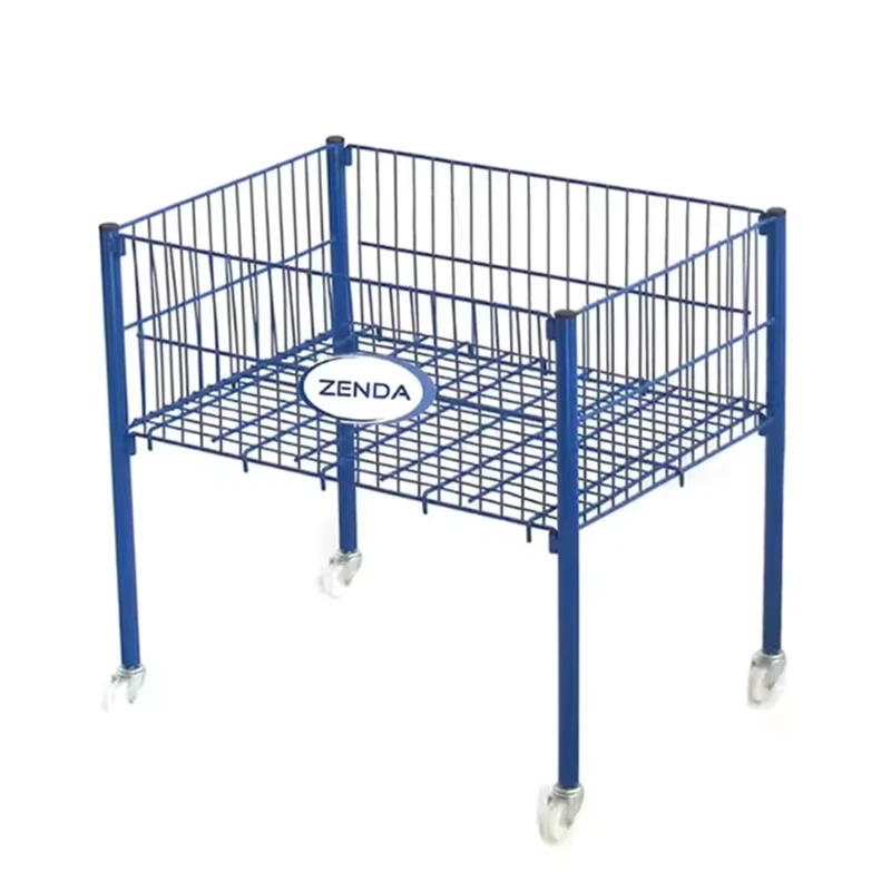 Capacity 50kg Lightweight Wire Mesh Container Stainless Steel Folding Rack Roll Cage Trolley