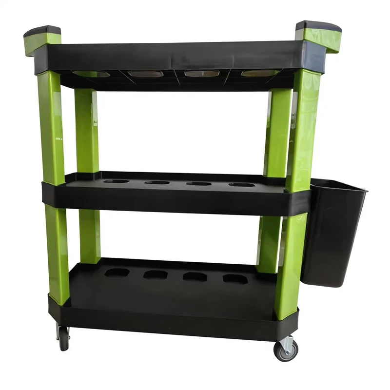 Car Beauty Washing Tools Trolley Cart with Three-tier Rack for Car Washing