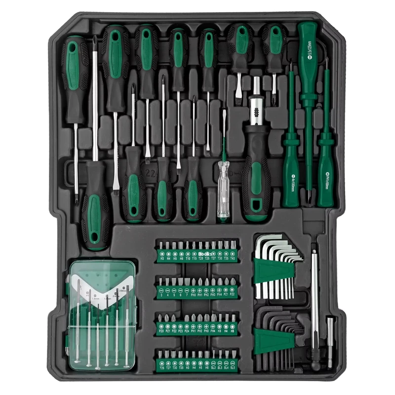 Carbon Steel 799 Piece Green Red Tool Trolley Case Aluminum Box Household Auto Repair Set with Wrench Plier Socket Screwdrivers