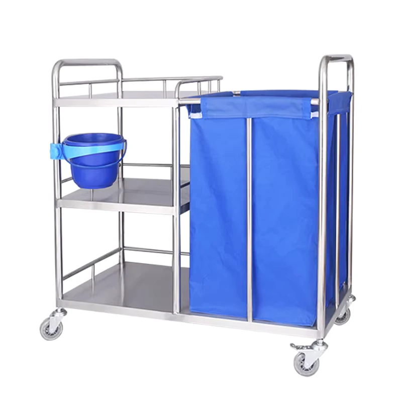 Care Vehicle Hospital Non Medical Waste Cleaning Cart Medical Stainless Steel Laundry Trolley