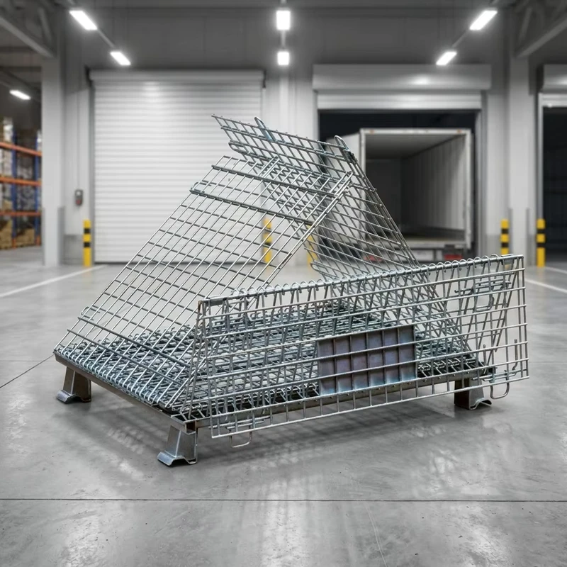 Cargo Logistics Stackable Folding Metal Storage Cage Roll Container 1200*800mm Wire Mesh Containers with Wheels
