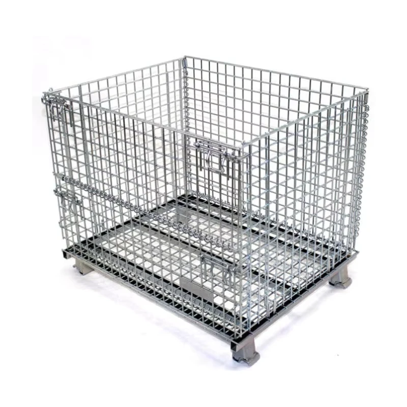 Cargo Net Cage Pallet Steel Wire Frame Box Trolley Storage Wheel Heavy Duty Collapsible Stackable Galvanized Steel Cage