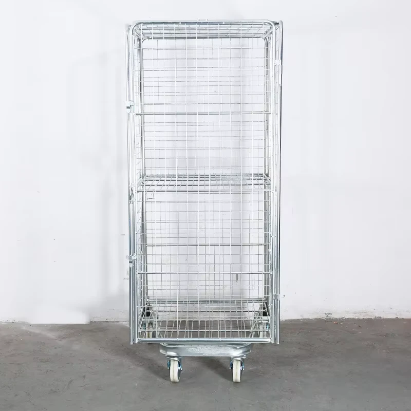 Cargo Transport Push Cart Delivery Trolley Folding Steel Three Side Four Side Roll Container