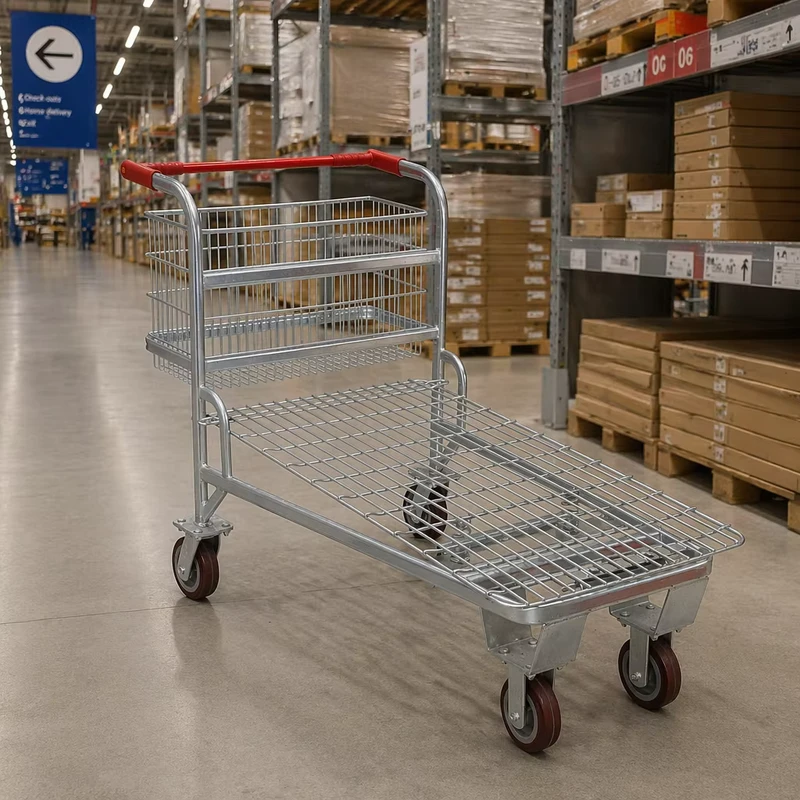 Cargo Trolley CT-2 Heavy Duty Unfolding Hand Trolley Zinc Plated Surface for Warehouse Cargo