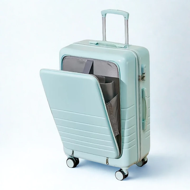 Carry Suitcase Front Open Lightweight Spinner Wheels Water Resistant Airport Trolley Bag Durable Travel Luggage Daily