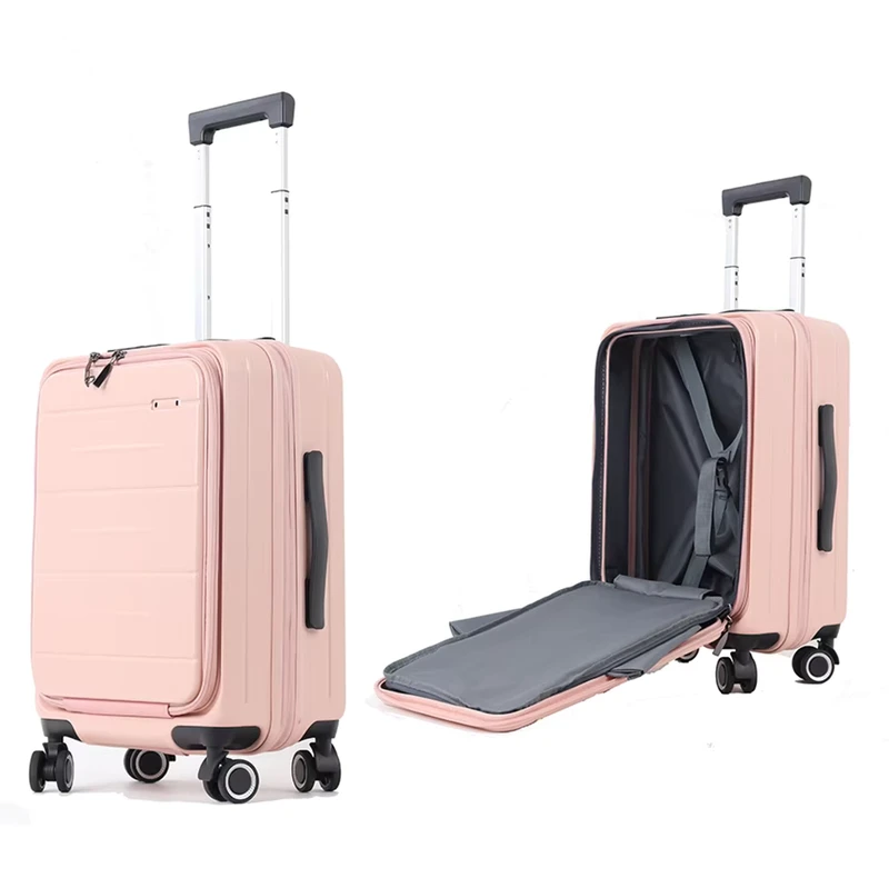 Carry on Luggage PC Hard Shell Suitcase with Front Pocket Expandable Luggage with Cup Holder
