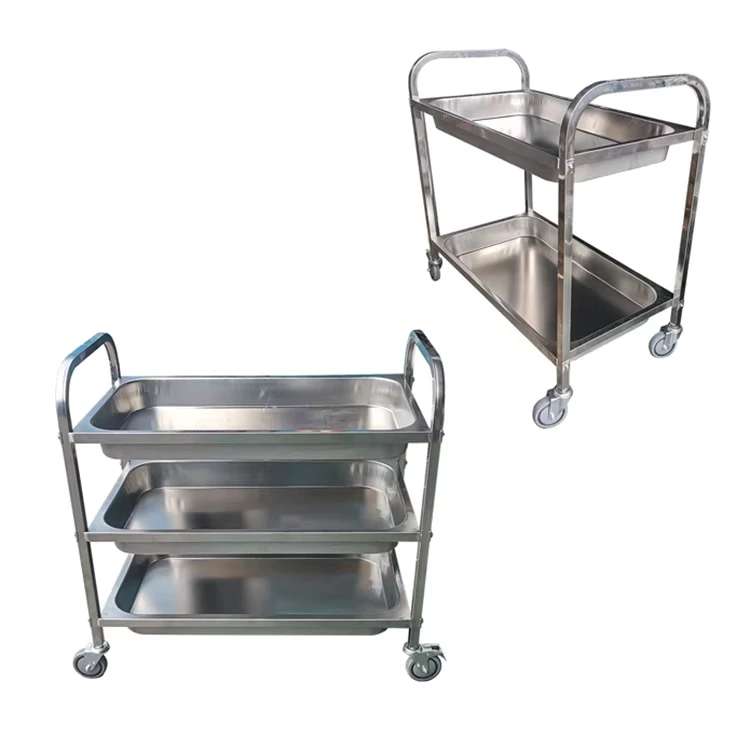 Catering Equipment Hotel Restaurant Stainless Steel Cart Tea Coffee Hand Cart Trolley Kitchen Serving Food