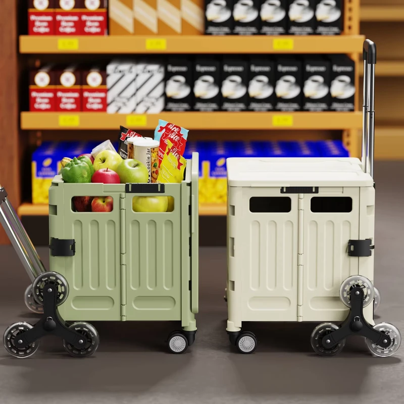 Cedar space Household Multi function Small Lightweight Portable Folding Shopping Cart Trolley Movable Stall Camping