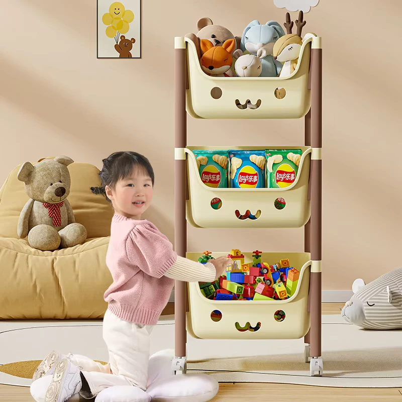 Children’s Bookshelf Storage Unit with Toy Organizer Trolley Shelves Racks China for Home Office and Kitchen Use