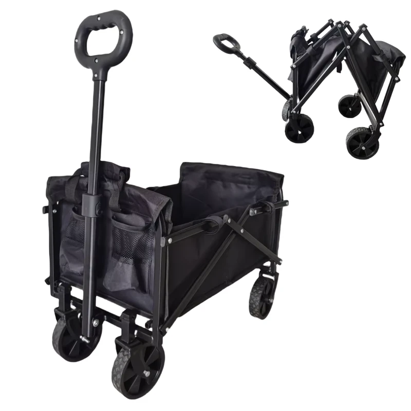 Children’s Mini Foldable Stainless Steel Double decker Roll Container Folding Wagon Retractable Handle Portable Shopping OEM