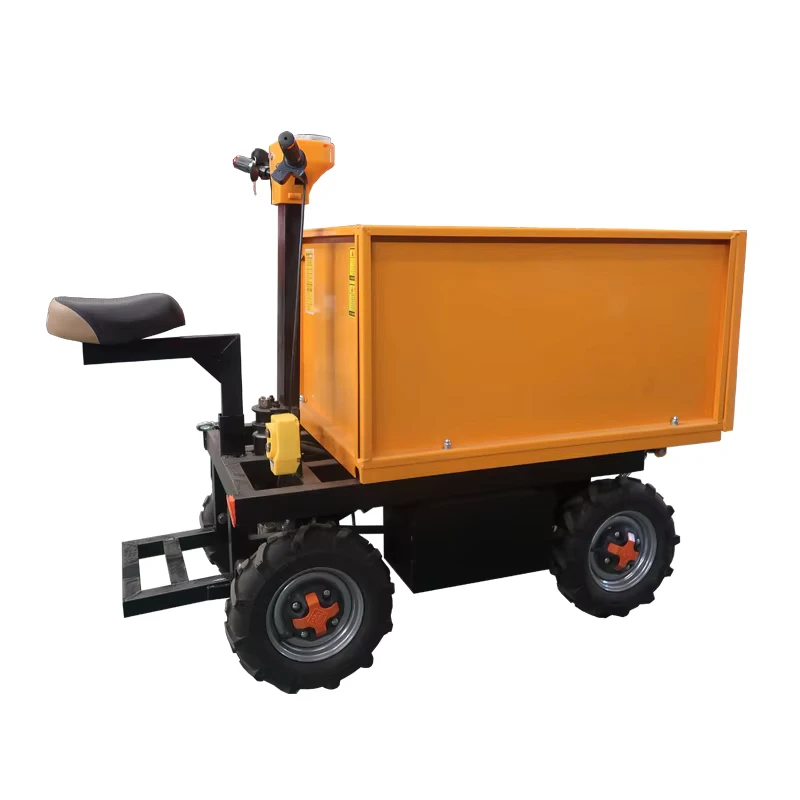China Brand HuanSheng 4 Wheel Electric Trolley Hydraulic Dumper Trolley Electric Mini Dumper Carts Hydraulic Dumper for Farm