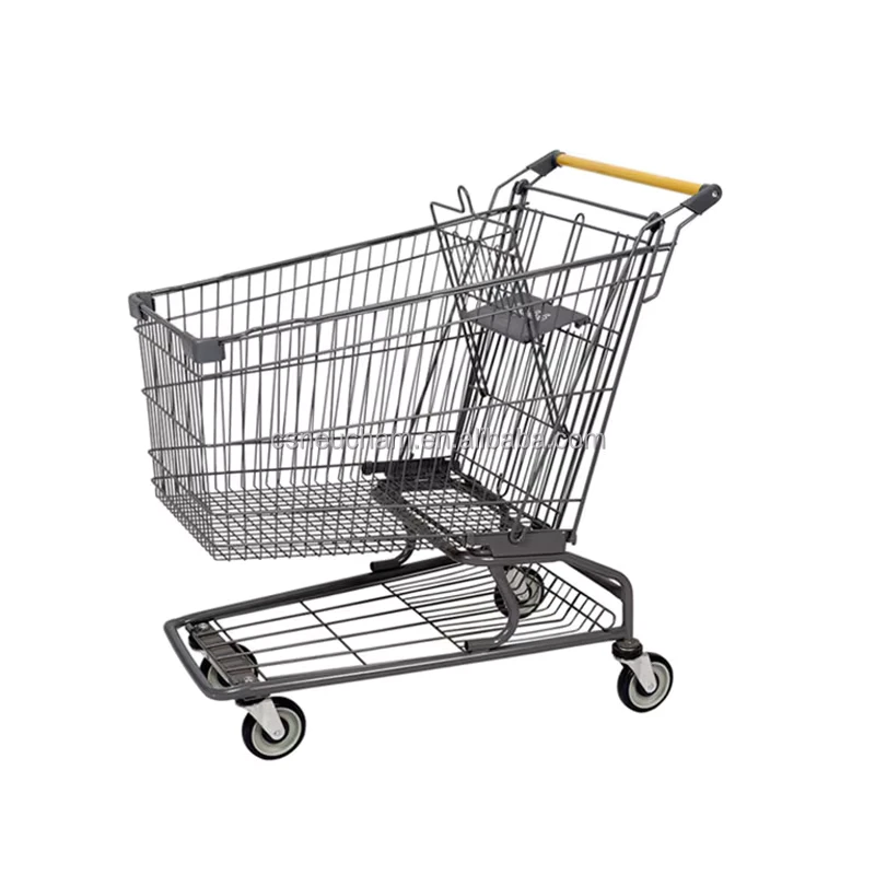 China Factory Supply Big Load Capacity Metal Supermarket Shopping Trolley Cart with Seat and Wheels