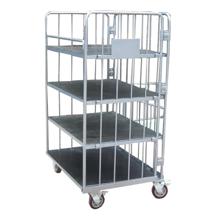 China Factory Supply Collapsible Nesting Logistic Cart Trolley Steel Metal Korean Style Dismountable Roll Cage