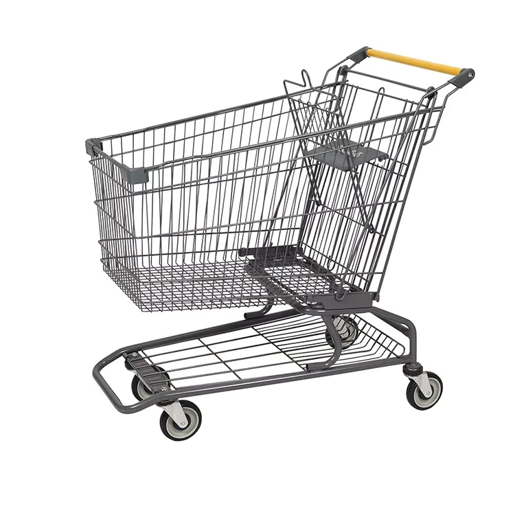 China High Quality USA Household Grocery Carts Supermarket Metal Shopping Trolley With Plastic Seat
