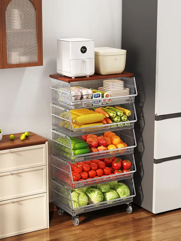 China Kitchen Vegetable Storage Rack Multi Functional Spice Organizer Multi Layer Mobile Storage Cabinet Household Snack Trolley