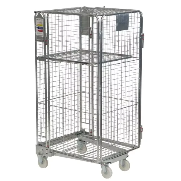 Chinese Manufacturer Foldable Industrial Rolling Cage Warehouse Logistics Nestable Pallet Container Trolley