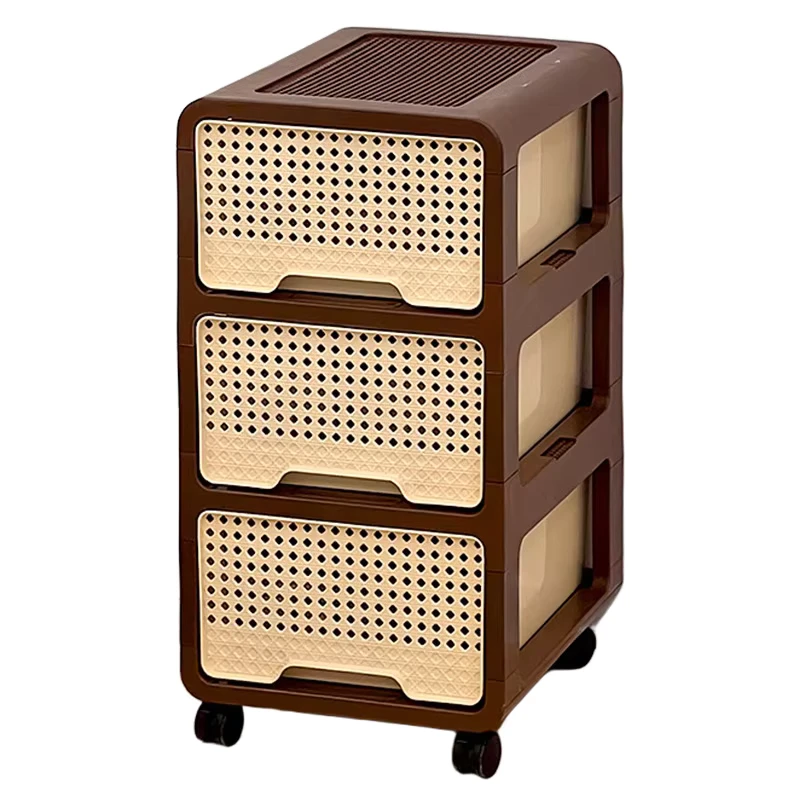 Chinese style Small Trolley with Wheels Movable Drawer type Storage Cart for Household Use