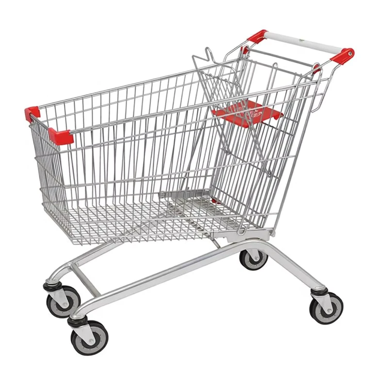 Chrome Plated European Style 150L Supermarket Shopping Trolley Cart