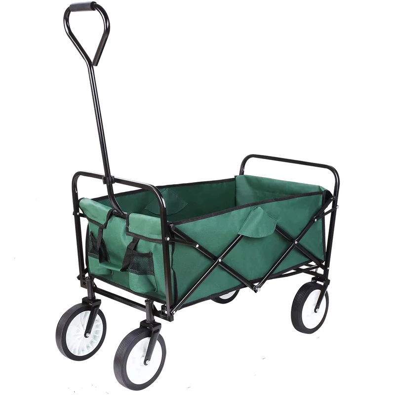 Chrome Plated Foldable Camping Trolley Portable Hand Cart Pneumatic Four Wheel for Shopping Tools OEM Customizable