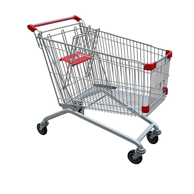 Chrome Plating 180L Shopping Trolley Supermarket Trolley Grocery Push Trolley
