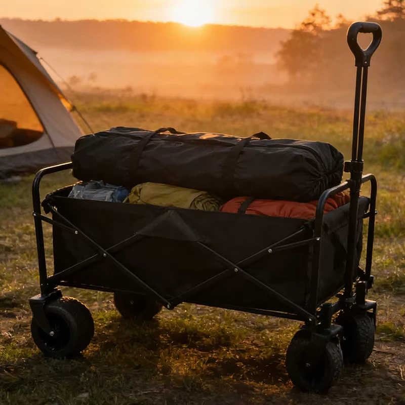 Classic Space saving Folding Trolley for Family Camping with Anti rollover Design