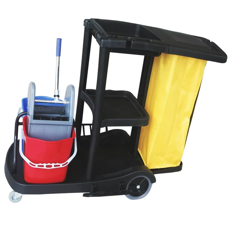 Cleaning Commercial Janitorial Service Cart with Wheels Rolling Housekeeping Caddy Maintenance Cart Cleaning Support Trolley