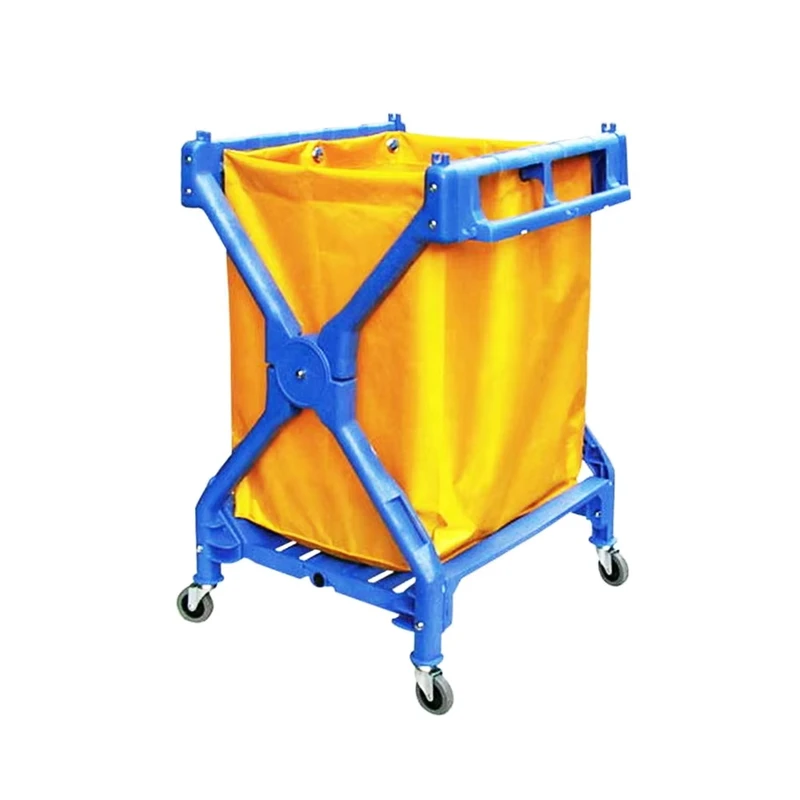 Cleaning Commercial Plastic Frame Laundry Hamper Cart on Wheels Rolling Laundry Basket Sorter Dirt Collecting Trolley With Bag