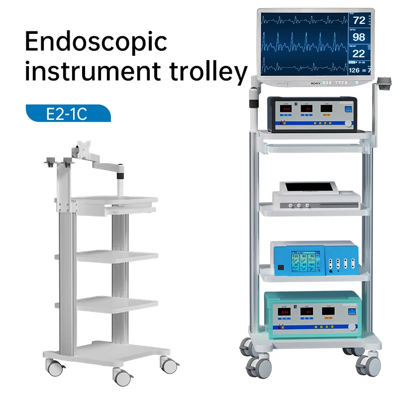 Clinic Multi Tier Endoscope Trolley with Silent Brakes and VESA Bracket