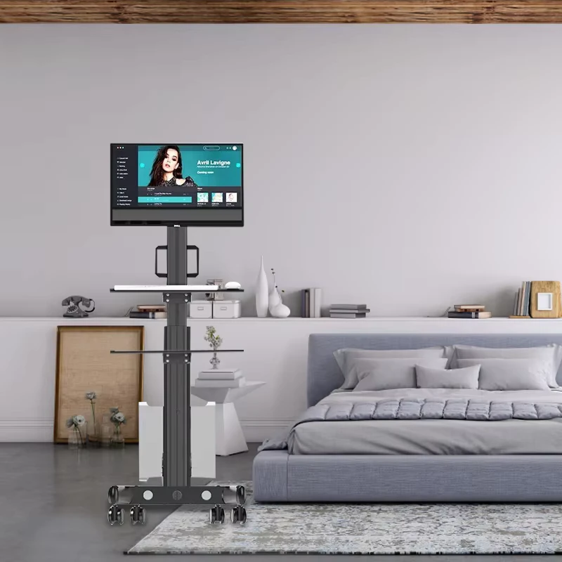 Clinic Office Beauty Salon School Mobile Workstation Adjustable Monitor Mount Keyboard Tray Aluminium Construction Modern Design