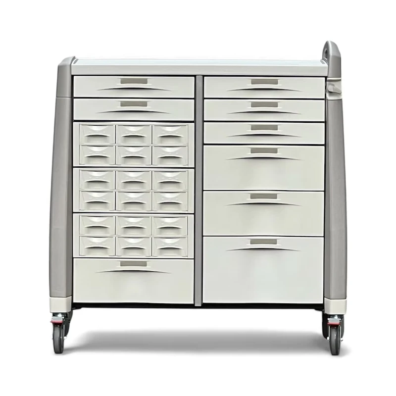 Clinic Trolley Medical Emergency Hospital Treatment Trolley with Drawers Trash Can Medication Crash Cart Medicine Trolley