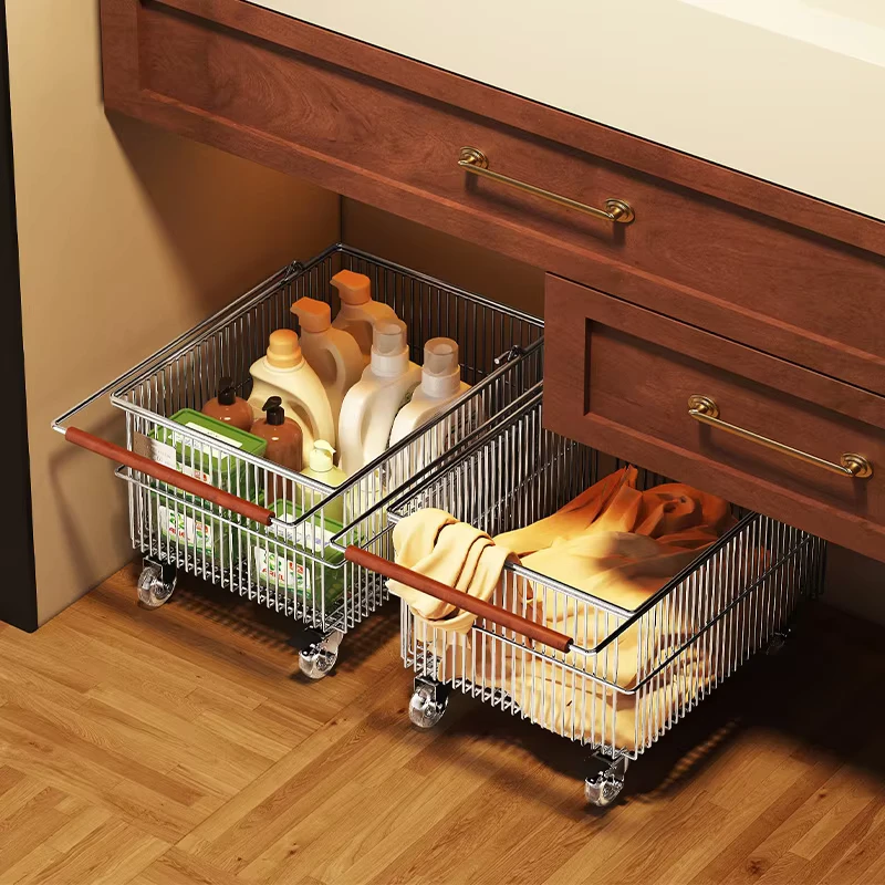 Clothes Basket Household Light Luxury Cabinet Laundry Basket Storage Cart Bathroom Clothes Storage Cart