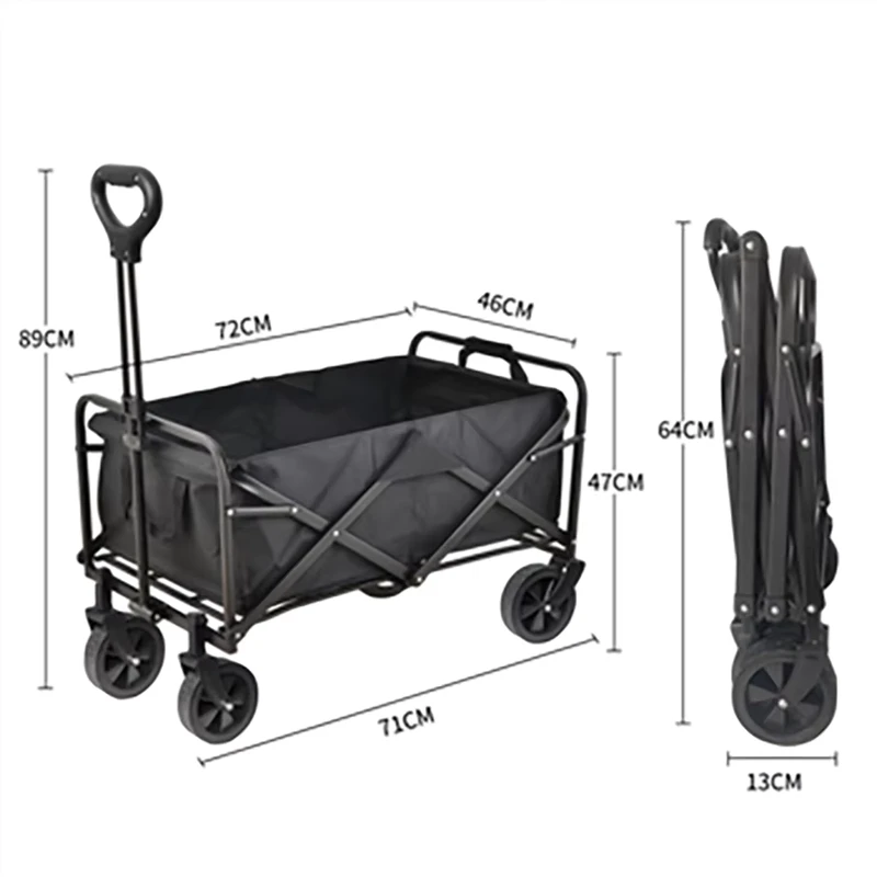 Collapsible 100kg Four wheel Folding Camping Cart Portable Garden Picnic Wagon OEM Support Outdoor Travel Trails Carry Trolley