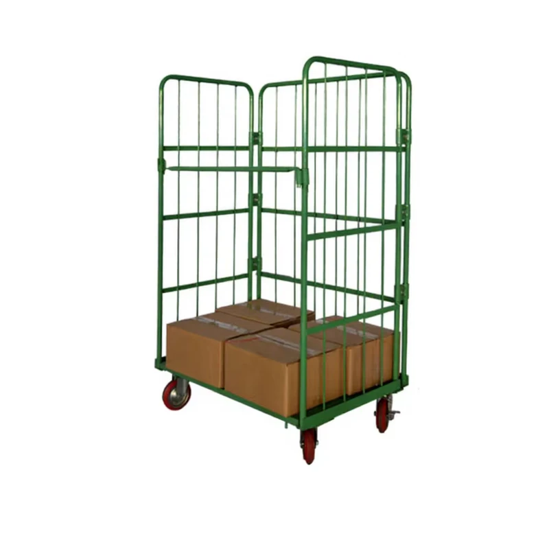 Collapsible 3 4 Sided Logistics Pallet Demountable Industrial Cage Wire Mesh Roll Trolley Container Q235B Cold Rolled