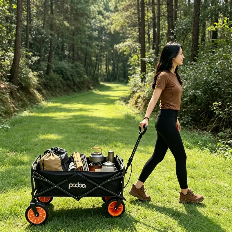 Collapsible Electronic Assist Camping Wagon for Easy Storage and Hillside Travel Heavy Duty Electric Camping Wagon