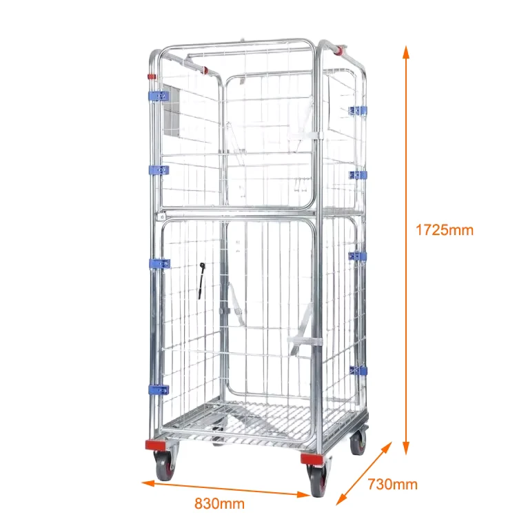 Collapsible Foldable 4 Sided 1 Shelf Latch TR 83731725 B 500kg Capacity Wire Mesh Storage Roll Cage Trolley Cargo Storage